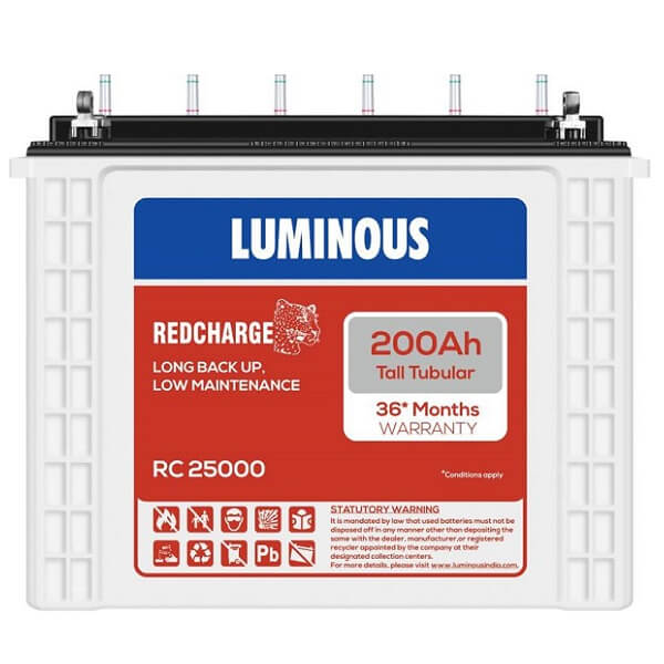 Luminous RedCharge RC25000 200Ah Tall Tubular Inverter Battery