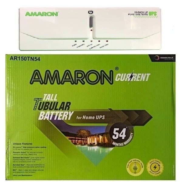 Amaron HB950A Sine wave Inverter With Amaron Current AR150TN54 150Ah Tall Tubular Battery